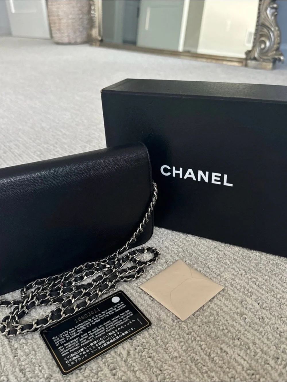 Chanel Sevruga Wallet on Chain